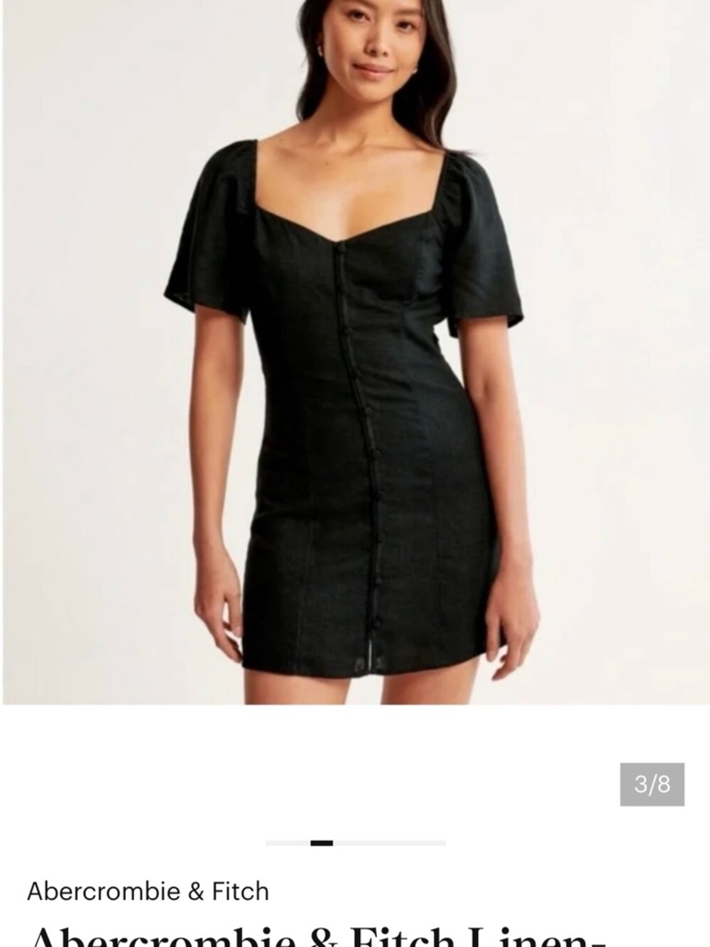 Abercrombie & Fitch Black Sweetheart Button-Front Mini Dress